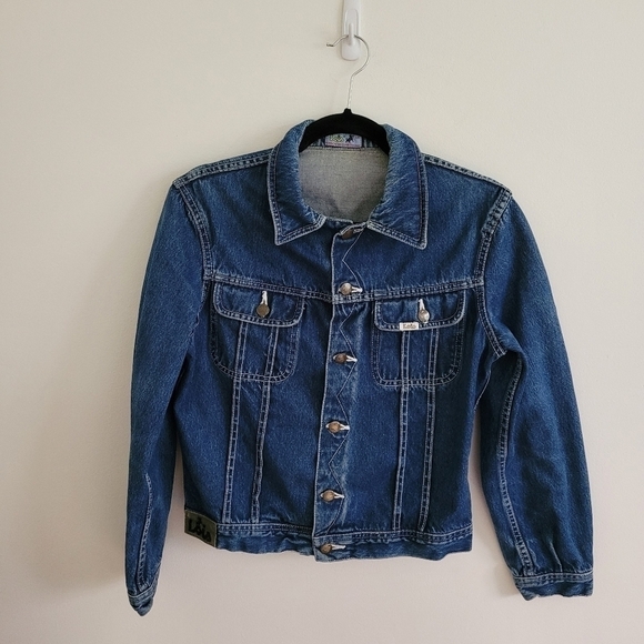 VINTAGE 90s Lois Medium Wash Blue Jean Jacket - Picture 1 of 12